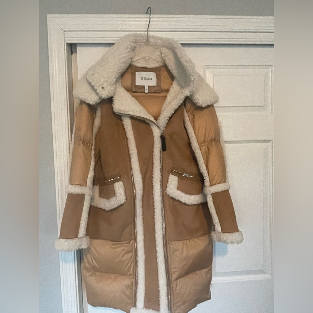 Derek Lam 10 Crosby Faux Shearling and Nylon Mix Media Coat